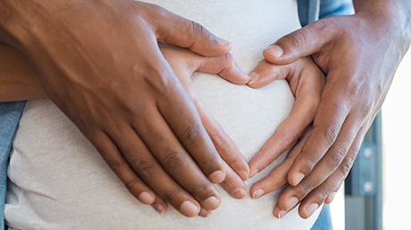 Portland Hospital two expectant parents holding hands HCA UK